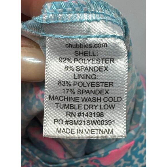 Chubbies Men's Flamingo Print Elastic Waist Lined Swim Trunks - Size L (28x7) - Picture 5 of 5